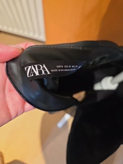 zara black faux leather skirt uk10
