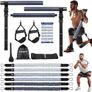 Pilates Equipment Pilates Reformer Bar Set With 6 Elastic Resistance Bands 180LBS/240LBS/360LBS & Door Anchor Image 7