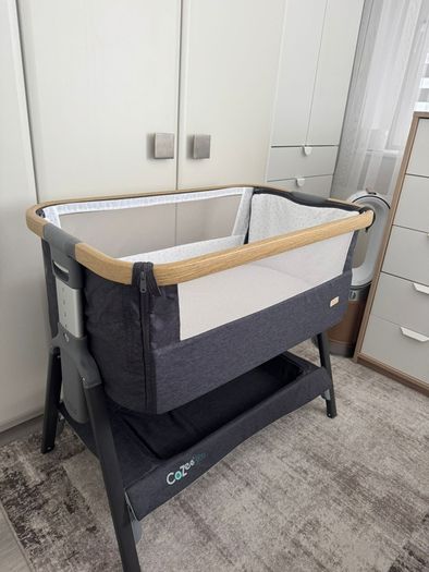 Brand New Bedside Crib Charcoal.