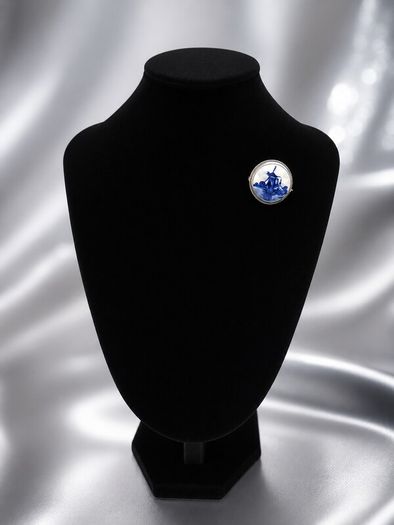 Vintage Delft 835 Silver & Hand Painted Ceramic Brooch