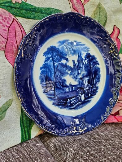 Antique Wedgwood & Co Royal Semi Porcelain Plate England c.1890-1900 Landscape Castle