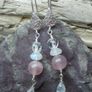 Sterling silver,Rose Quartz,Moonstone earrings,New,Gift Image 3