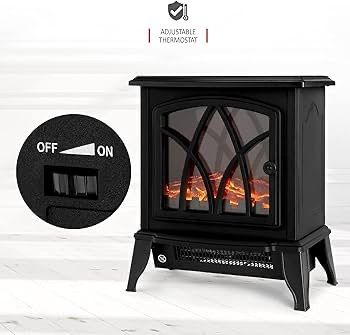 NEW SALE | Electric Fireplace Stove Heater 2000W with Fire Flame Effect, 2 Heat Settings, Adjustable Thermostat, Freestanding Portable Electric Log Wood Burner Effect
