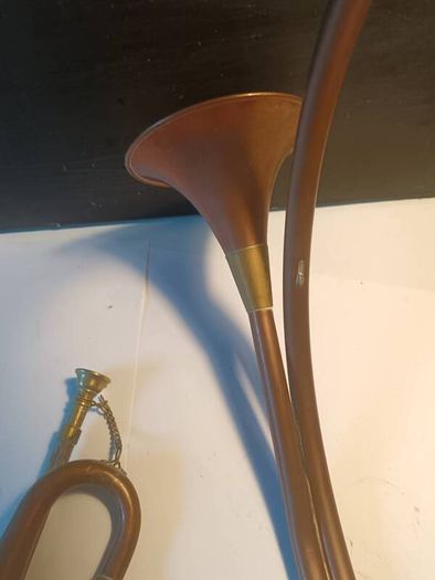 A Pair of Copper and Brass Horns