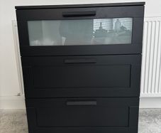 IKEA BRIMNES 3 Drawer Chest Black / Frosted Glass
