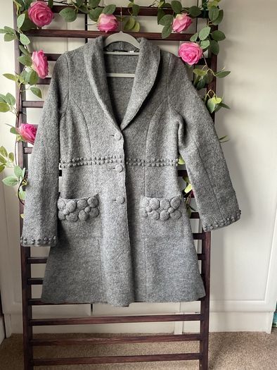 coat grey 100% wool coat James Lakeland vintage inspired 10/12 medium