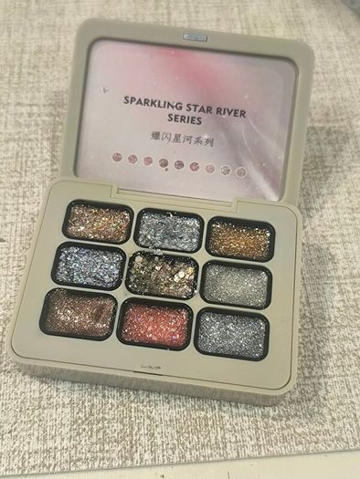 Brand New 9-Color Solid Glitter Nail Gel Palette Set