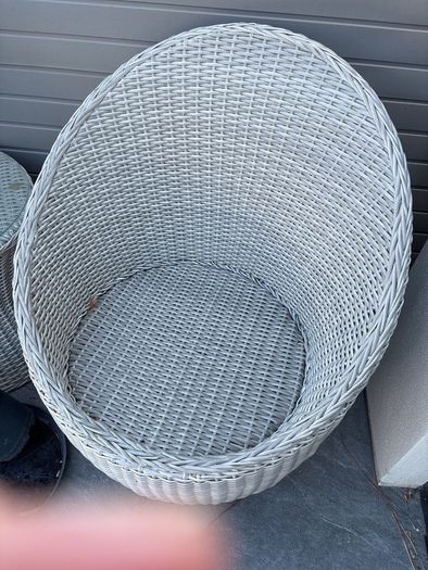 Patio Set - 2 Swivel Ratten Chairs with Glass Top Table