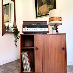 Vintage Retro Mid Century Teak Record Cabinet