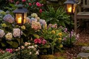 2Pcs Outdoor Landscape Lantern 83.5cm Tall Decorative Candle Holder Metal Pathway Candle Lanterns with 60cm H Removable Stake Rod and Tempered Glass for Lawn Yard Patio Path Grave (Black)