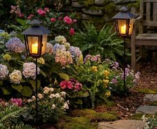 2Pcs Outdoor Landscape Lantern 83.5cm Tall Decorative Candle Holder Metal Pathway Candle Lanterns with 60cm H Removable Stake Rod and Tempered Glass for Lawn Yard Patio Path Grave (Black)
