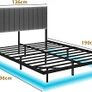 Double Bed Frame with Upholstered Headboard, 4ft6 Floating Bed Frame with Charging Station and LED Light, Metal Slats Support, No Box Spring Needed,Gray Double Bed Image 2