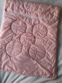 Vintage 1970s Pink Baby Pram/Cot Quilt