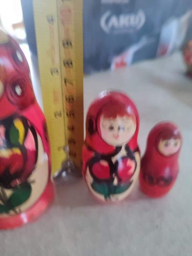 Matryoshka Matryoshka Matryoshka Babushka 3 Piece Russian Doll Old Vintage Wooden Dolls