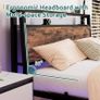 Floating Bed Frame Double Size with Charging Station and LED Lights Image 4