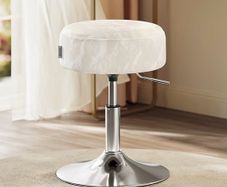 Dressing Table Stool, Height Adjustable Makeup Vanity Stool, 360?Swivel, PU Upholstery, Thick Cushion, for Bedroom, Kitchen, Dining Room, Modern, Cream White