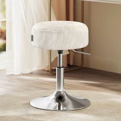 Dressing Table Stool, Height Adjustable Makeup Vanity Stool, 360?Swivel, PU Upholstery, Thick Cushion, for Bedroom, Kitchen, Dining Room, Modern, Cream White