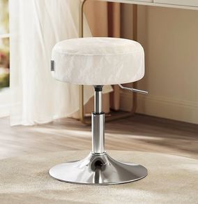 Dressing Table Stool, Height Adjustable Makeup Vanity Stool, 360?Swivel, PU Upholstery, Thick Cushion, for Bedroom, Kitchen, Dining Room, Modern, Cream White
