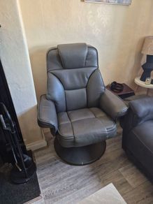 Leather chair and footstool