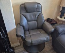 Leather chair and footstool