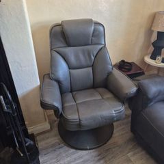 Leather chair and footstool