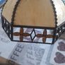 Vintage Style Tiffany Lamp Shade featuring Caramel Beige Glass Panels on a Decorative Metal Frame, Postage Available or Collection Image 4