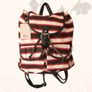 Red Stripe Backpack College Student With Buckle Detail Image 2