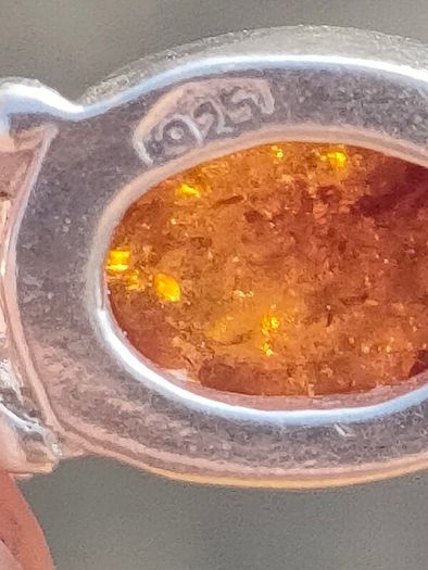 Sterling Silver Amber Pendant set
