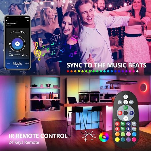 FREE EXPRESS SHIPPING LED Strip Lights 30m (2 Rolls of 15m) Ultra-Long Music Sync, App Control with Remote, RGB Tape for Bedroom