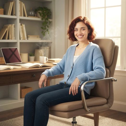 Office Chair, Desk Chair, Adjustable Height, High Back, 360 Swivel, 61x67.5x100cm Brown