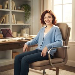 Office Chair, Desk Chair, Adjustable Height, High Back, 360 Swivel, 61x67.5x100cm Brown
