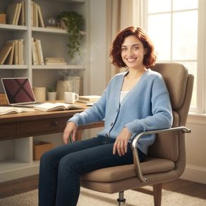 Office Chair, Desk Chair, Adjustable Height, High Back, 360 Swivel, 61x67.5x100cm Brown