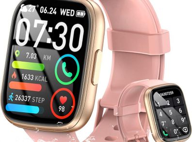 Smart Watch for Women Answer/Make Call, 1.95" HD Screen Fitness Watch with Heart Rate/Sleep/Stress Monitor, New Smartwatch with 110+ Sport Modes, IP68 Waterproof Activity Tracker for Android iOS, Pink Visit the Poounur Store