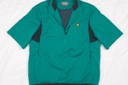 Lyle &amp; Scott Teal Green Golf Short Sleeve 1/4 Zip Pullover Windbreaker Top Mens Size M