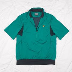 Lyle & Scott Teal Green Golf Short Sleeve 1/4 Zip Pullover Windbreaker Top Mens Size M