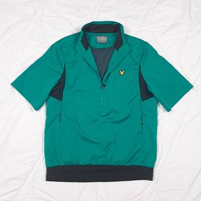 Lyle & Scott Teal Green Golf Short Sleeve 1/4 Zip Pullover Windbreaker Top Mens Size M