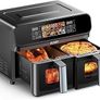 EUARY dual basket  Air Fryer 9L Oil Free 2 Compartments XXL 2800 W Large Capacity, 2 Air Fryer Bins, 12 Cooking Programs, Touch Screen, Appointment Function Image 5