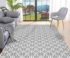 Cotton Woven Rug Large 120x180cm Grey Area Rug Machine Washable Hand Woven Moroccan Area Rug Vintage Carpet Rug Floor Mat Flat Woven Cotton Area Rugs for Living Room Bedroom Hallway Home Decor (FREE POSTAGE)