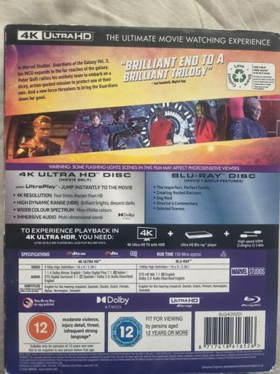 Guardians Of The Galaxy 4k Ultra HD Blu-Ray Plus Blu-Ray