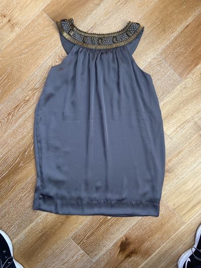 Brand New Savida Grey Bead Satin Dress Size 12