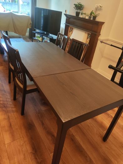 IKEA ekedalen Extendable Dining Table (Black-Brown) & 4 Padded Chairs