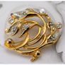 Retro French Signed Gold Toned Lily Brooch 1950s Image 4