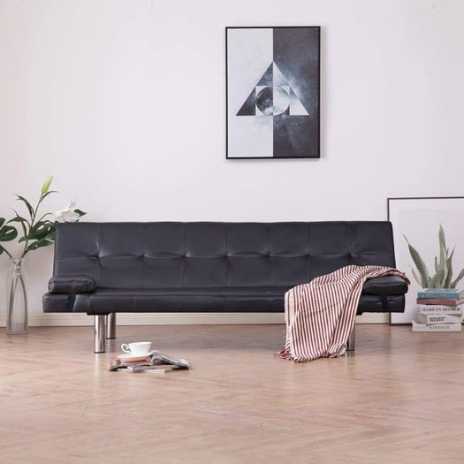 Sofa Bed with 2 Cushions Couch Sofa Bed Guest Bed Sofa Bed Folding Sofa Bed Sofa Bed Sofa Set Couch Set Brown Faux Leather