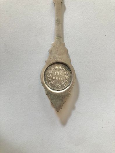 Antique Portuguese Silver Coin Souvenir Spoon