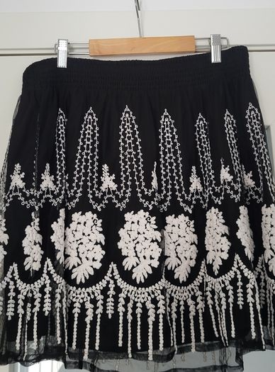 ZARA black and white layered mini skirt Sz XL (Fit 12-14UK) Rrp 59.99 (New)