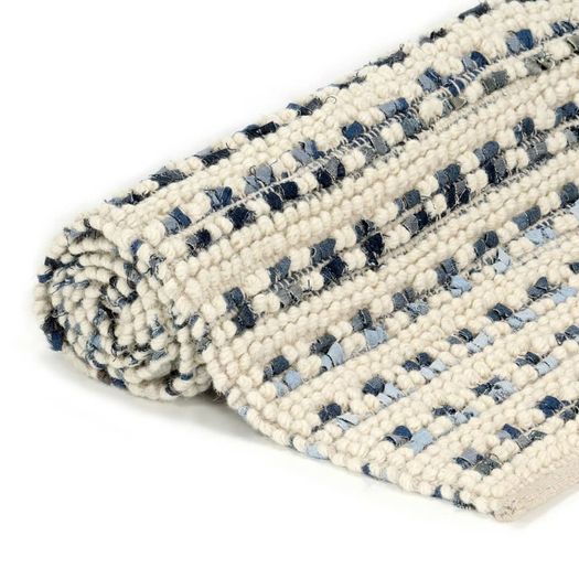 Rug Denim Wool 160x230 cm Blue/White