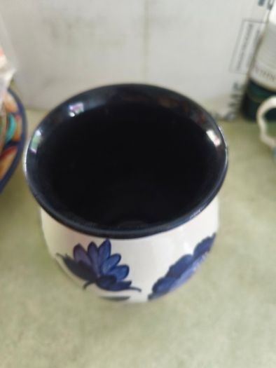 Vintage  Handmade Cobalt Blue And Gray Vease.