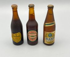 3 Vintage Collectable Advertising Miniature Guinness, Murphys, Harp Bottles