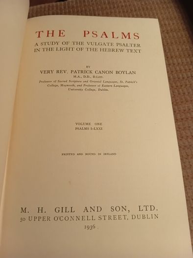 Rare Find 1936 The Psalms. A Sudy of the Vulgate Psalter in the Light of the Hebrew Text. Religious. Vintage.