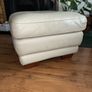Cream leather pouffe Image 2